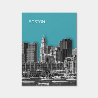AUTO-MOCKUP WHITE | Boston Skyline Turquoise | 1 Piece | Gallery Wrap Canvas | group=3x4