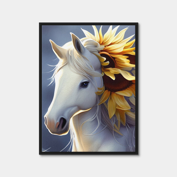 Botanical Horse Wall Art — Framed Canvas Format preview