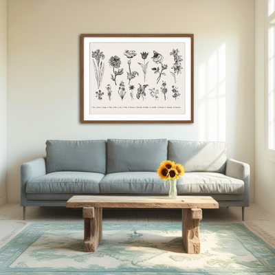 AUTO-MOCKUP ROOM | Botany Set Vintage Flowers Wall Art