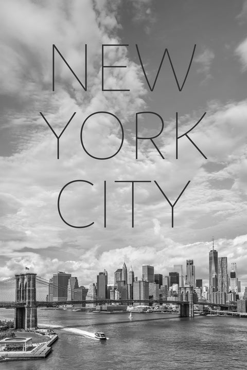 Brooklyn Bridge Text & Skyline Wall Art