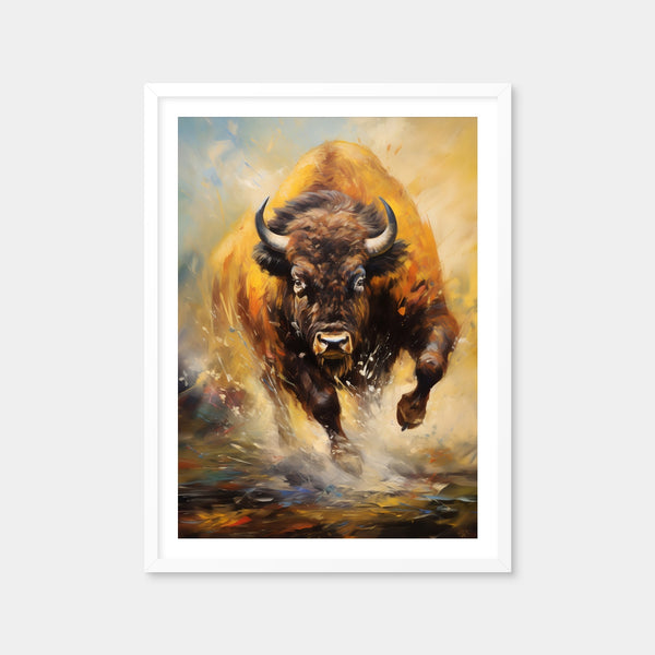 Buffalo Charging Wall Art — Framed Print Format preview