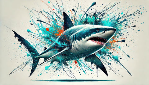 Bull Shark Color Spatter Wall Art