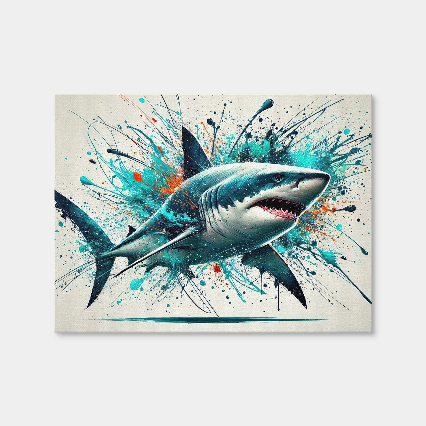 AUTO-MOCKUP WHITE | Bull Shark Color Spatter | 1 Piece | Gallery Wrap Canvas | group=4x3