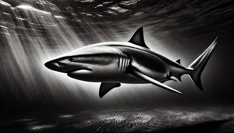 Bull Shark Grayscale Wall Art