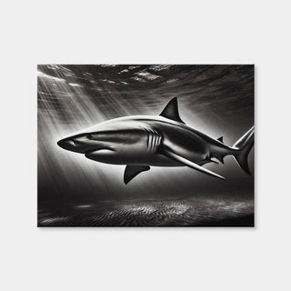 AUTO-MOCKUP WHITE | Bull Shark Grayscale | 1 Piece | Gallery Wrap Canvas | group=4x3