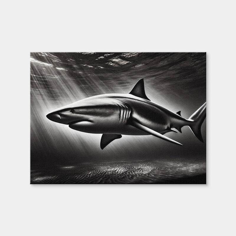 AUTO-MOCKUP WHITE | Bull Shark Grayscale | 1 Piece | Gallery Wrap Canvas | group=4x3
