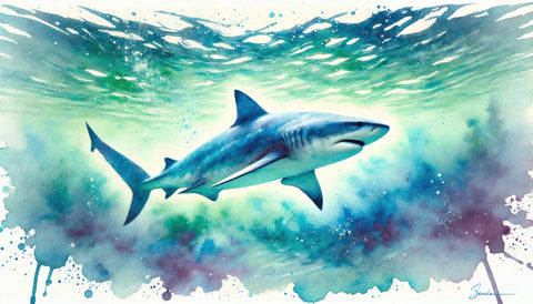 Bull Shark Watercolor Wall Art