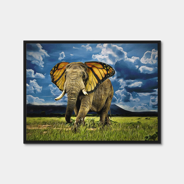 Butterfly Elephant Wall Art — Framed Canvas Format preview