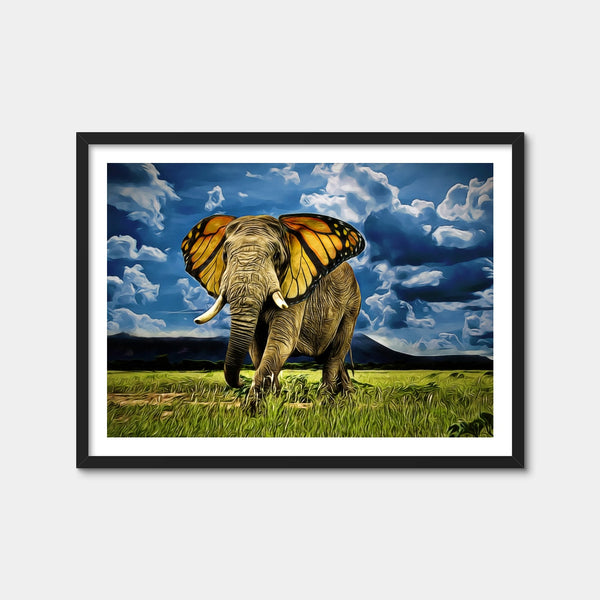 Butterfly Elephant Wall Art — Framed Print Format preview