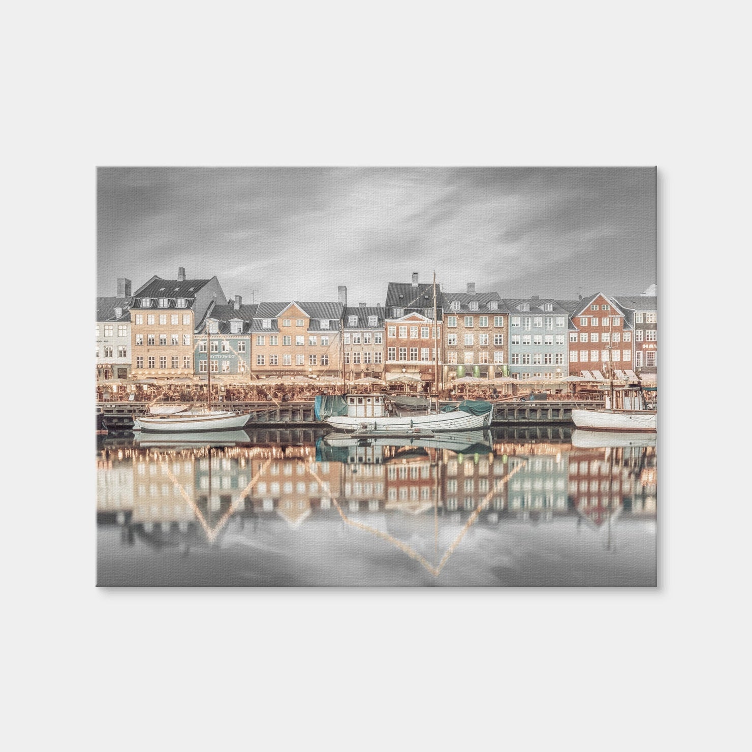 AUTO-MOCKUP WHITE | COPENHAGEN VINTAGE Nyhavn Idyllic Evening Impression | 1 Piece | Gallery Wrap Canvas | group=4x3