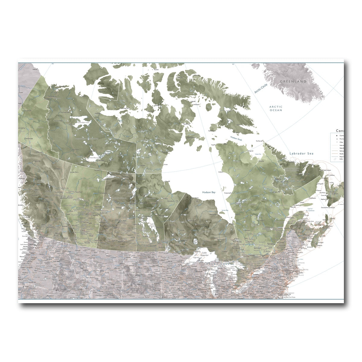 AUTO-MOCKUP WHITE | Canada Map 2 | 1 Piece | Gallery Wrap Canvas | group=4x3