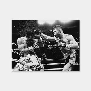 AUTO-MOCKUP WHITE | Canelo vs Chavez Jr Grayscale | 1 Piece | Gallery Wrap Canvas | group=4x3