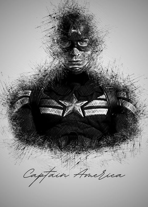 Captain America Sketch Wall Art