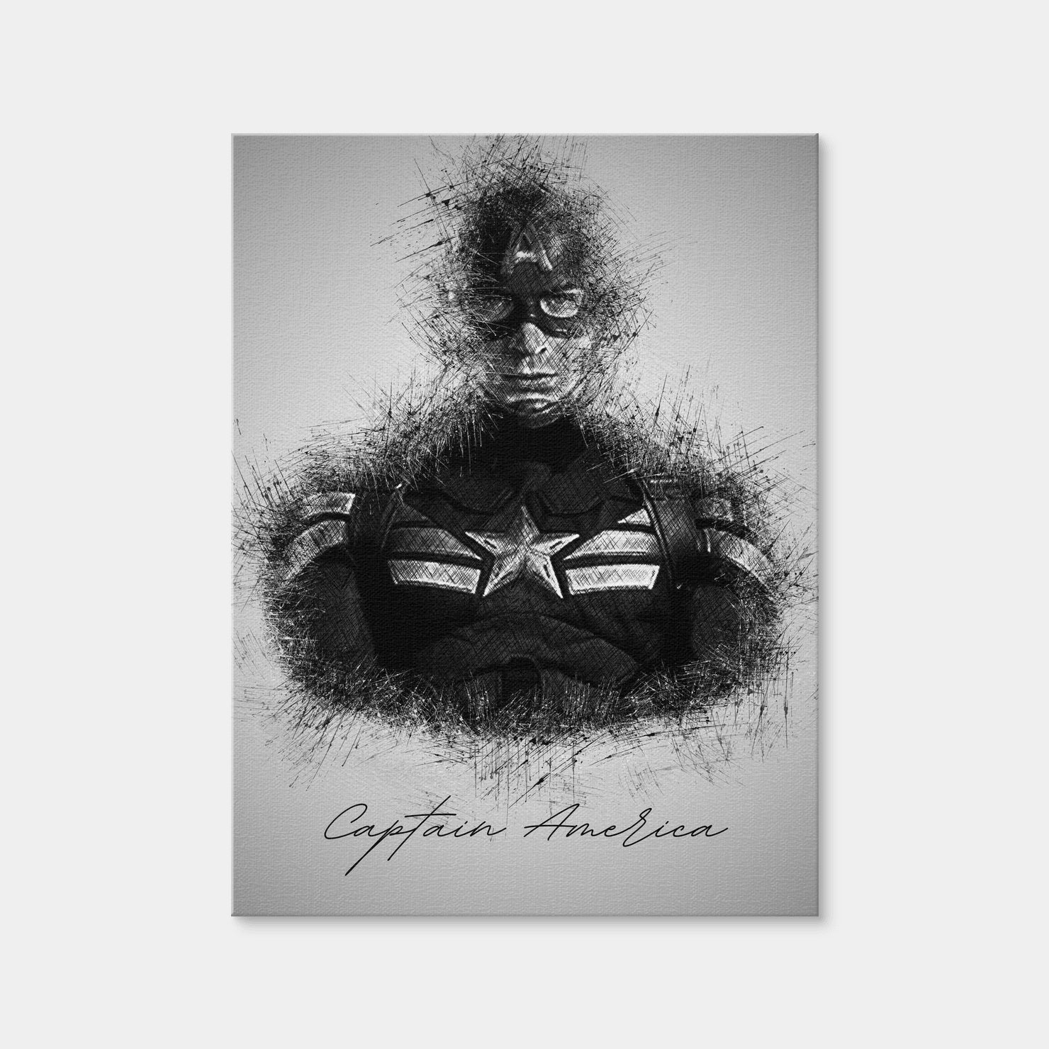 AUTO-MOCKUP WHITE | Captain America Sketch | 1 Piece | Gallery Wrap Canvas | group=3x4