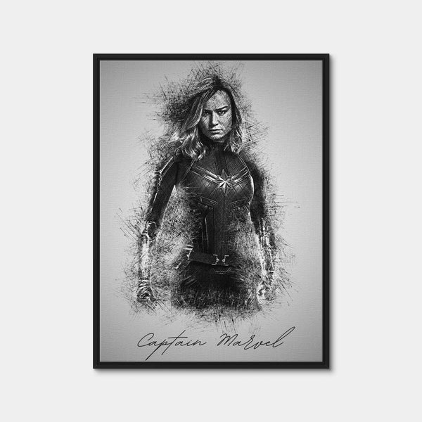 Captain Marvel Sketch Wall Art — Framed Canvas Format preview