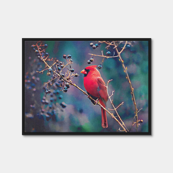 Cardinal and Berries Wall Art — Framed Canvas Format preview