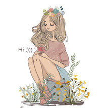 Cartoon Flower Girl Wall Art