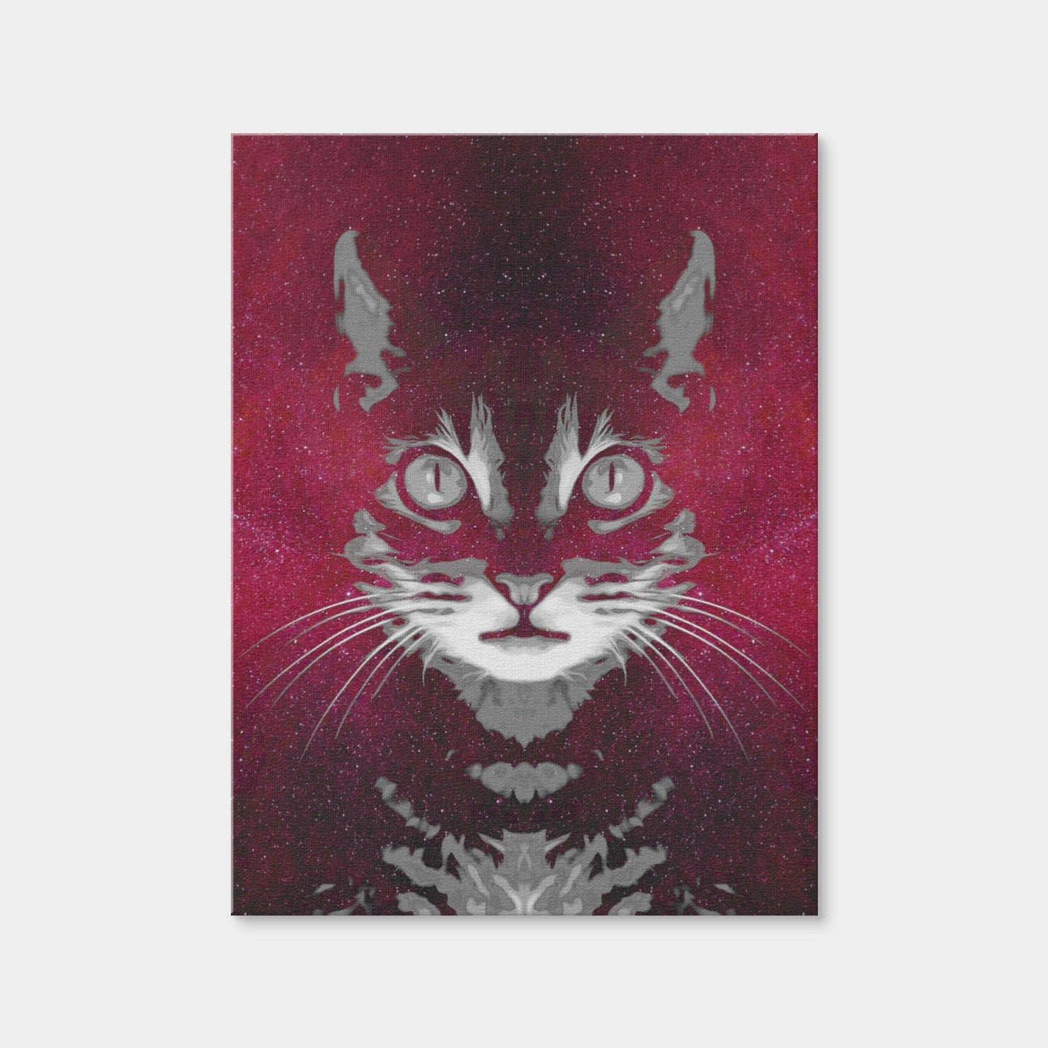 AUTO-MOCKUP WHITE | Cat Face with Cosmic Background | 1 Piece | Gallery Wrap Canvas | group=3x4