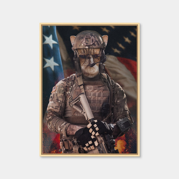 Cat Soldier Wall Art — Framed Canvas Format preview