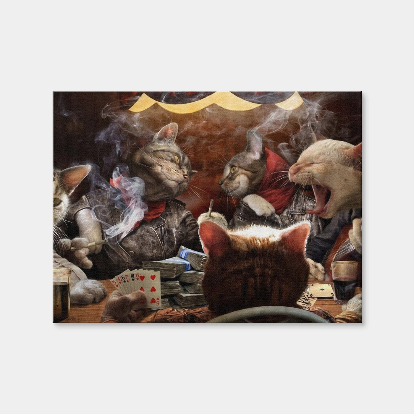 AUTO-MOCKUP WHITE | Cats Playing Poker | 1 Piece | Gallery Wrap Canvas | group=4x3