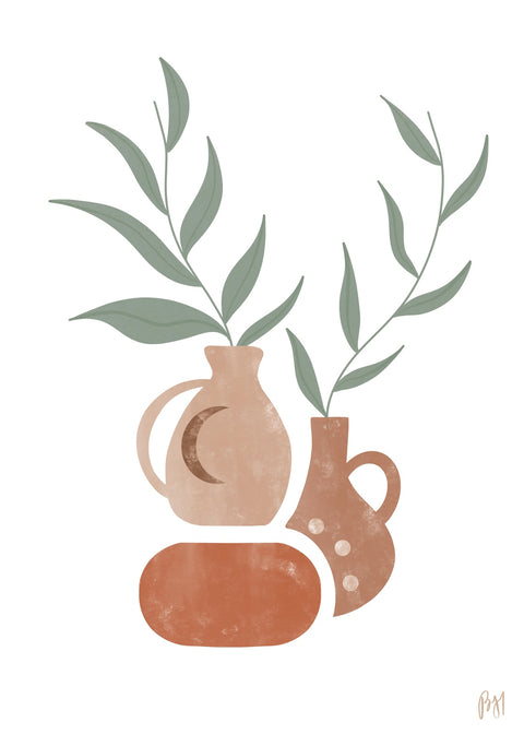 Ceramics Green Leaves Wall Art