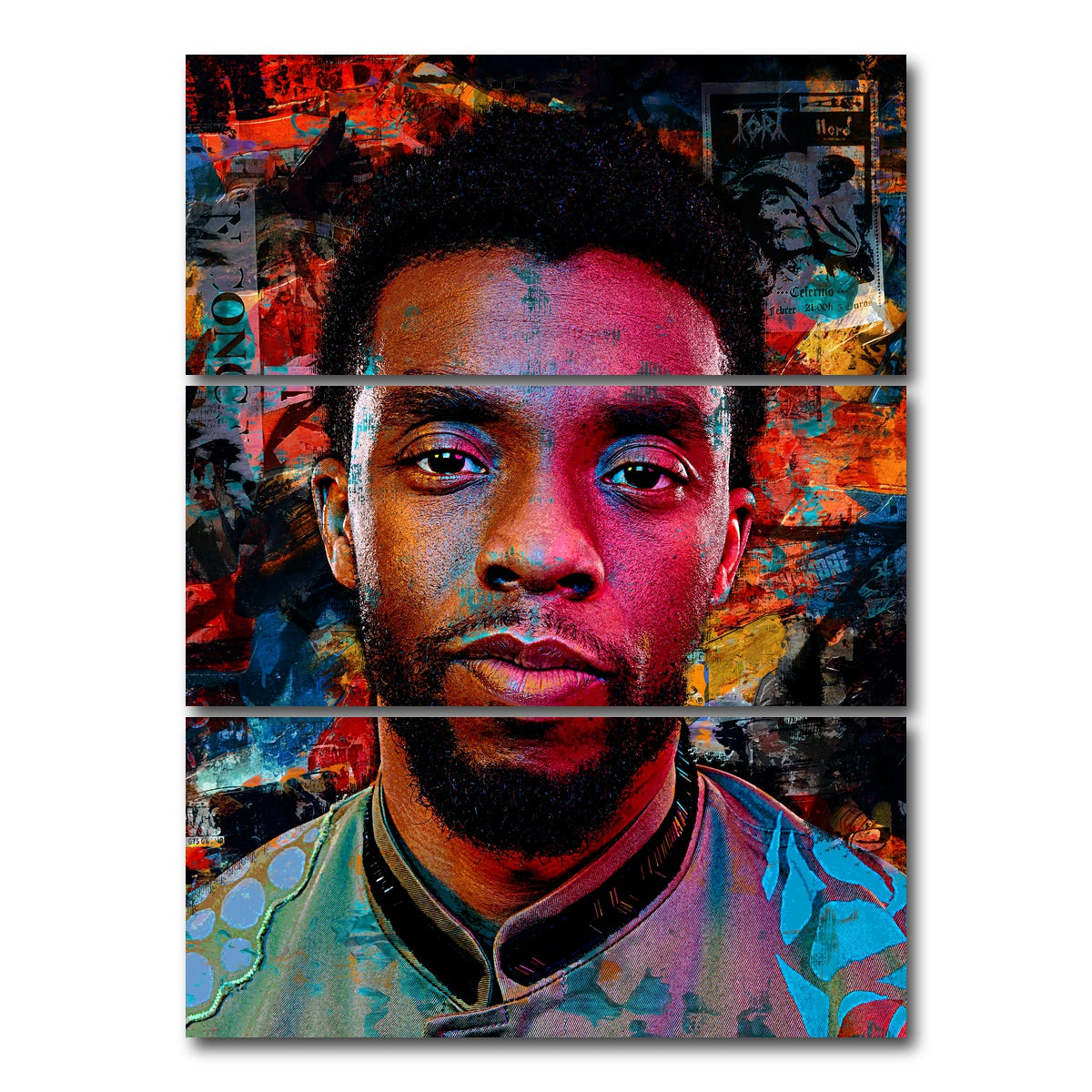 AUTO-MOCKUP WHITE | Chadwick Boseman | 3 Piece | Gallery Wrap Canvas | group=8x18_stacked