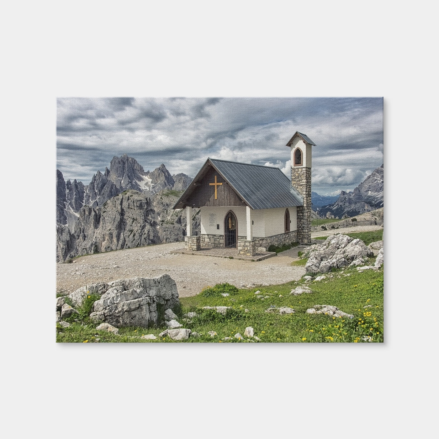 AUTO-MOCKUP WHITE | Chapel In The Dolomites | 1 Piece | Gallery Wrap Canvas | group=4x3