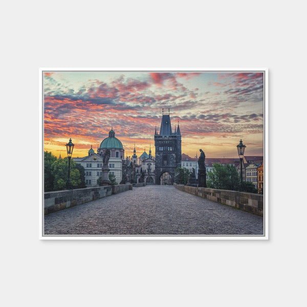 Charles Bridge Sunrise Wall Art — Framed Canvas Format preview