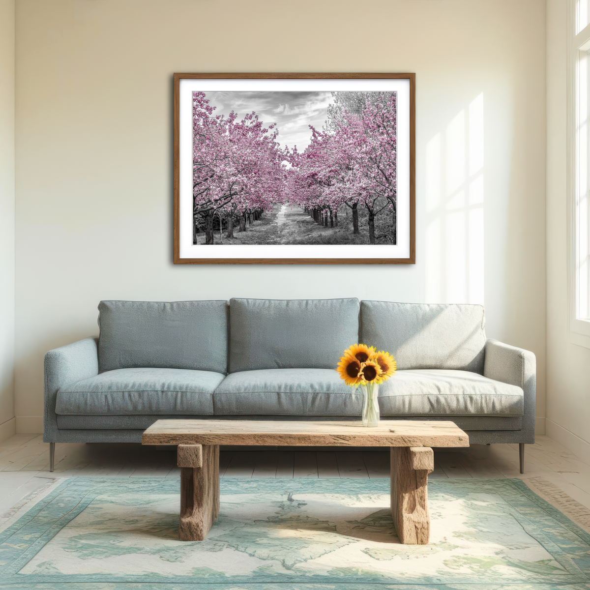 AUTO-MOCKUP ROOM | Charming Cherry Blossom Alley Wall Art