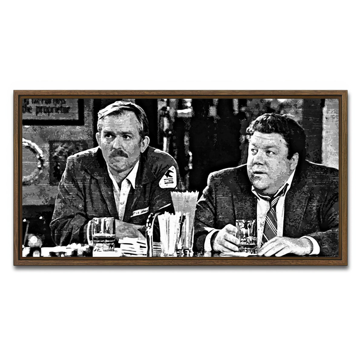 AUTO-MOCKUP WHITE | Cheers grayscale | 1 Piece | Walnut Framed Canvas | group=2x1