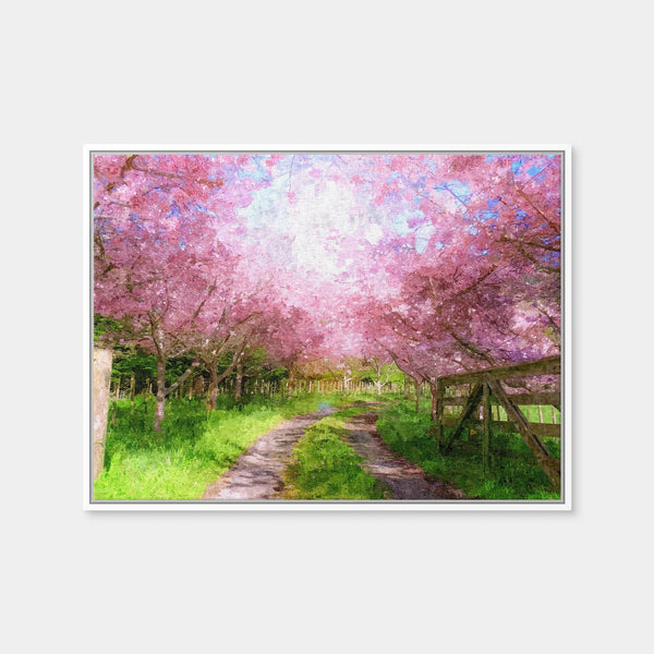 Cherry Blossom Lane Wall Art — Framed Canvas Format preview