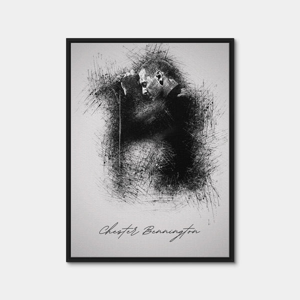 Chester Bennington with mic Wall Art — Framed Canvas Format preview