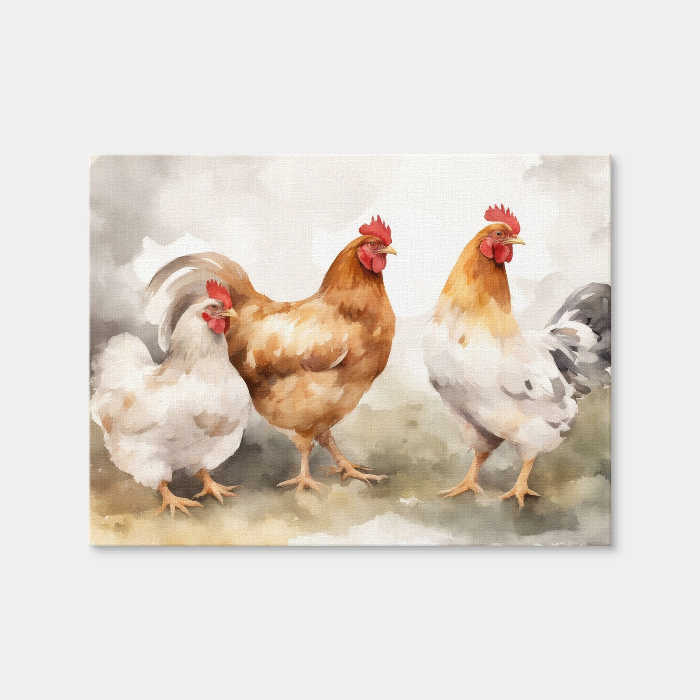 AUTO-MOCKUP WHITE | Chicken Watercolor | 1 Piece | Gallery Wrap Canvas | group=4x3