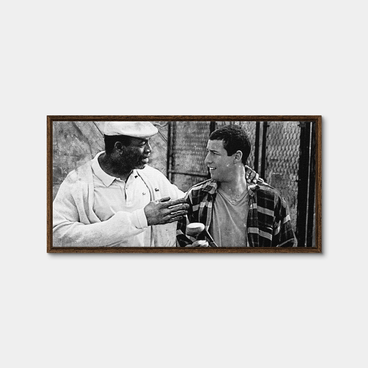 AUTO-MOCKUP WHITE | Chubbs & Happy Grayscale | 1 Piece | Walnut Framed Canvas | group=2x1