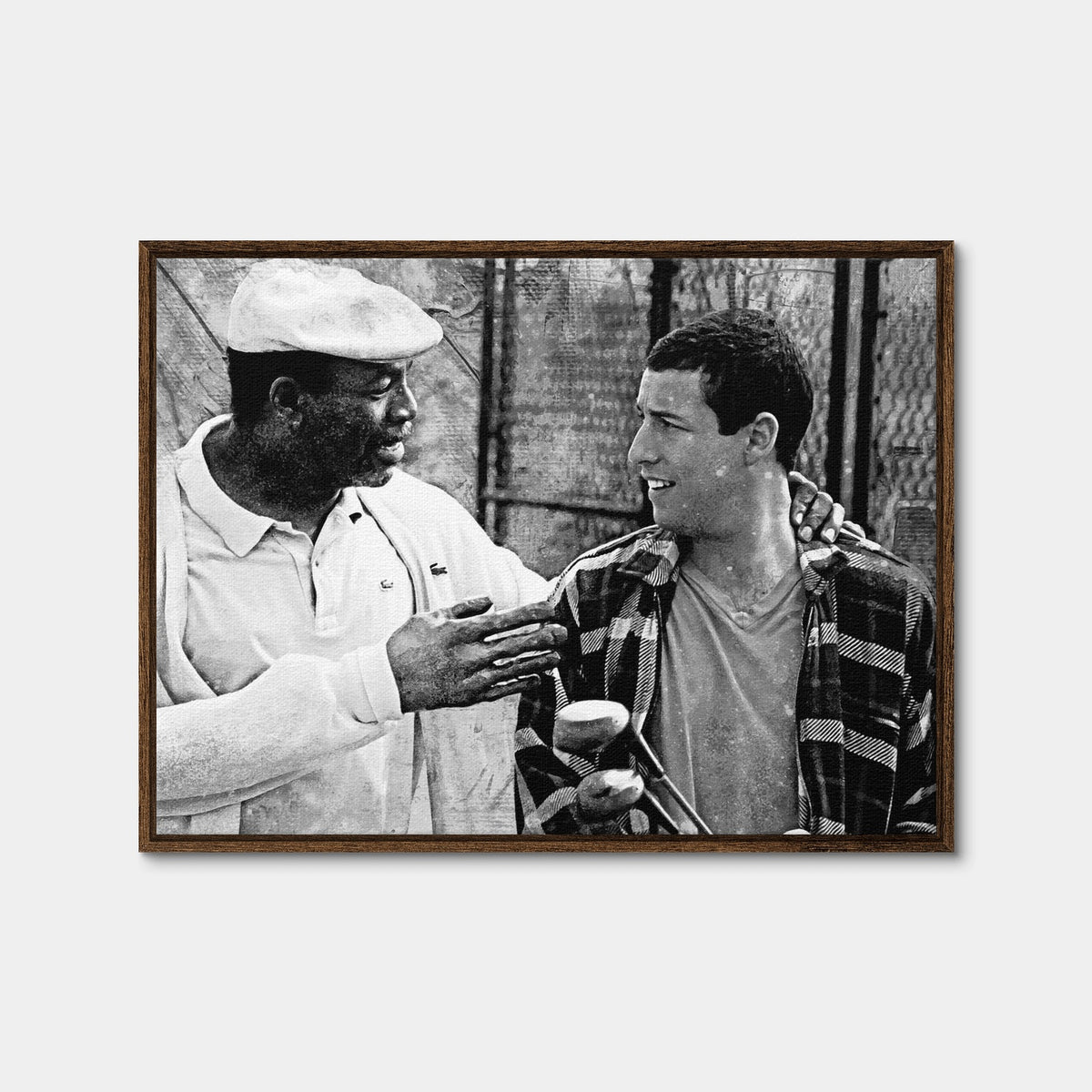 AUTO-MOCKUP WHITE | Chubbs & Happy Grayscale | 1 Piece | Walnut Framed Canvas | group=4x3