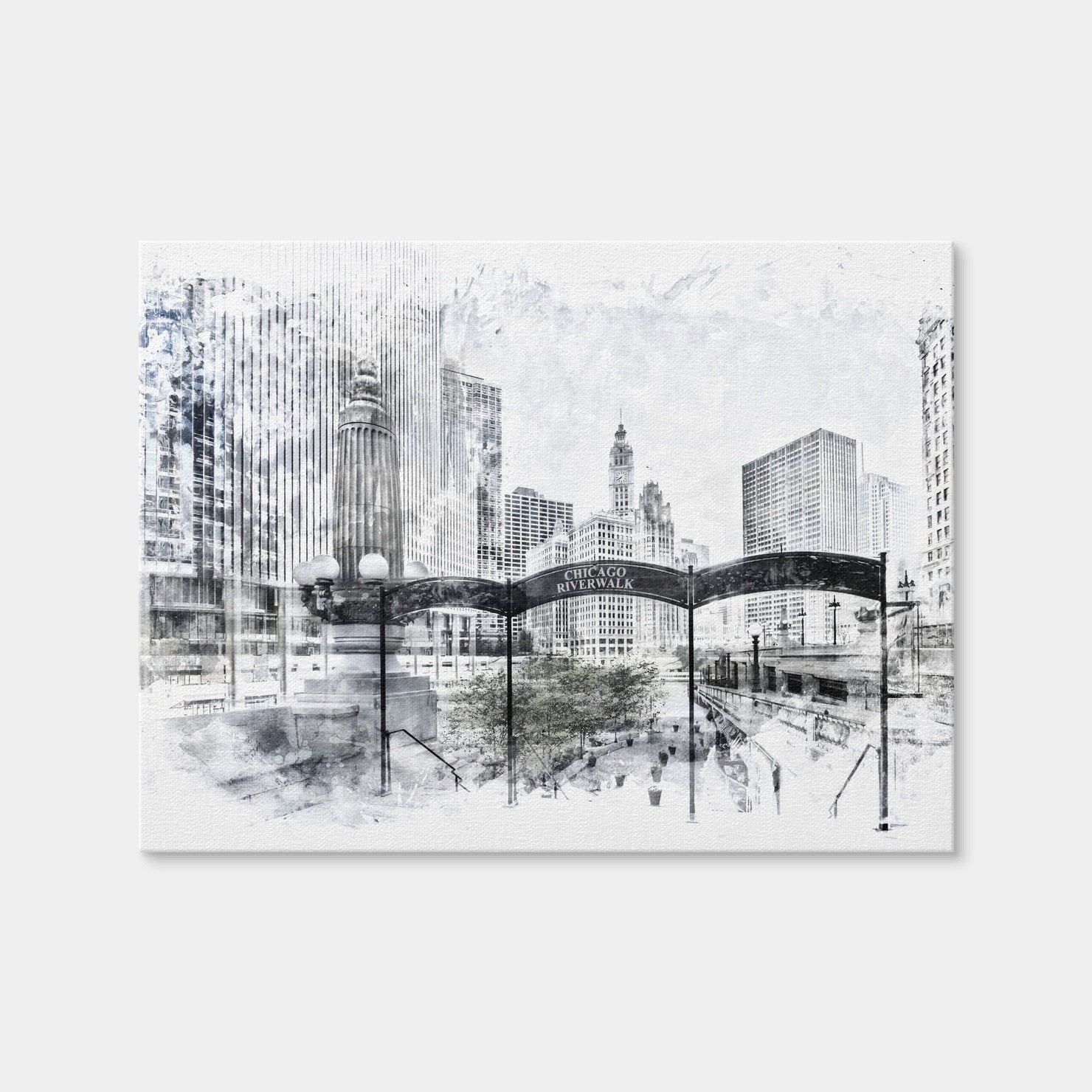 AUTO-MOCKUP WHITE | City Art CHICAGO Downtown | 1 Piece | Gallery Wrap Canvas | group=4x3