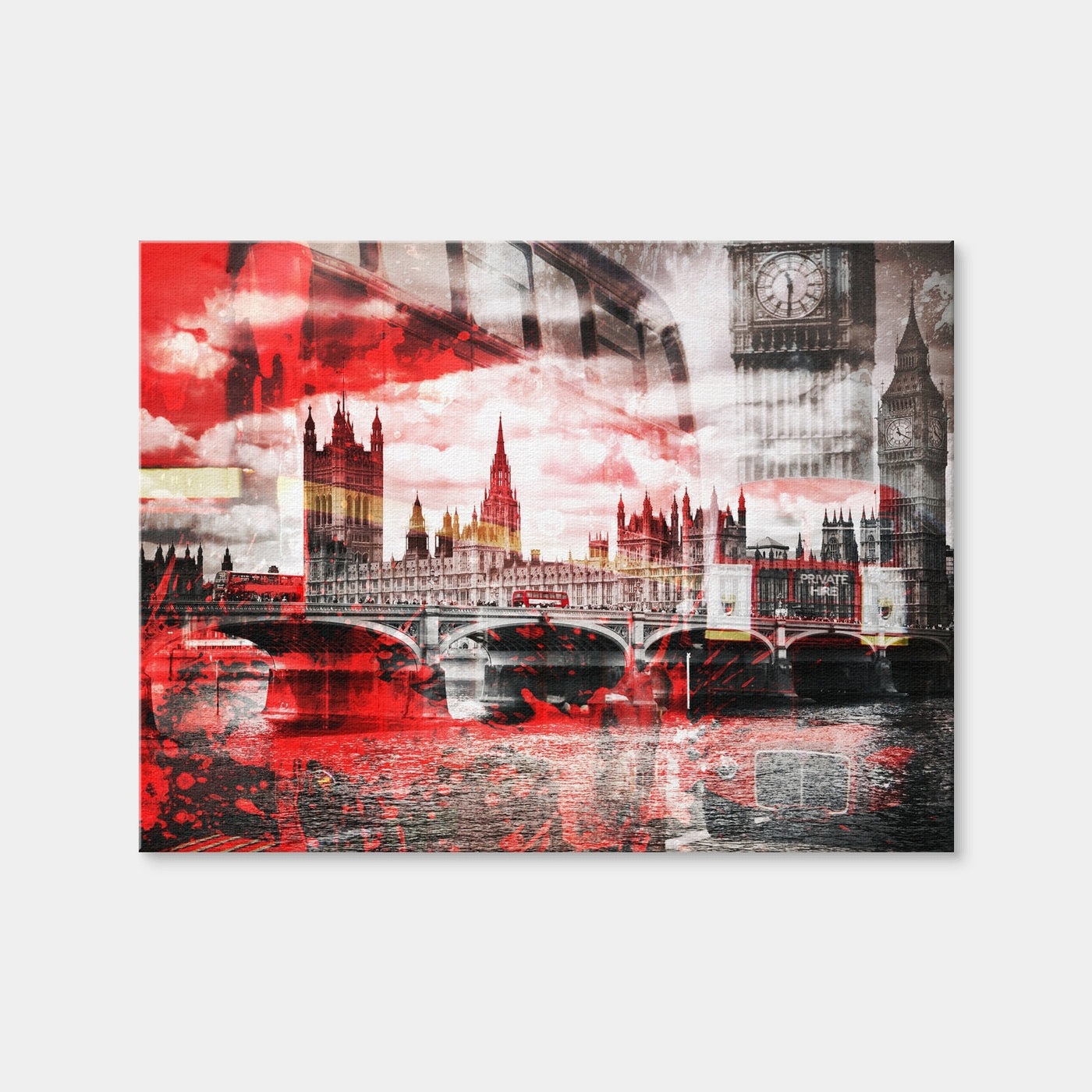 AUTO-MOCKUP WHITE | City Art LONDON Red Bus Composing | 1 Piece | Gallery Wrap Canvas | group=4x3