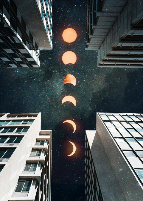 City Moonscape Buildings Wall Art