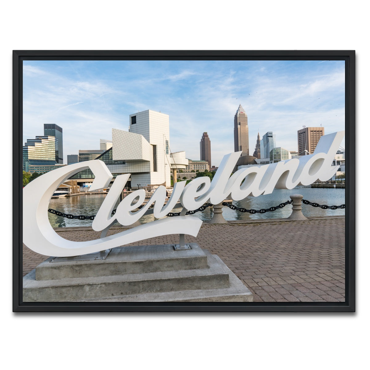 AUTO-MOCKUP WHITE | Cleveland Sign | 1 Piece | Black Framed Canvas | group=4x3