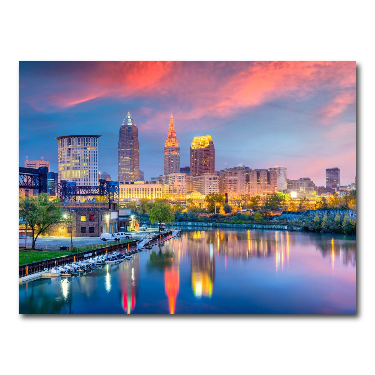 AUTO-MOCKUP WHITE | Cleveland Skyline | 1 Piece | Gallery Wrap Canvas | group=4x3