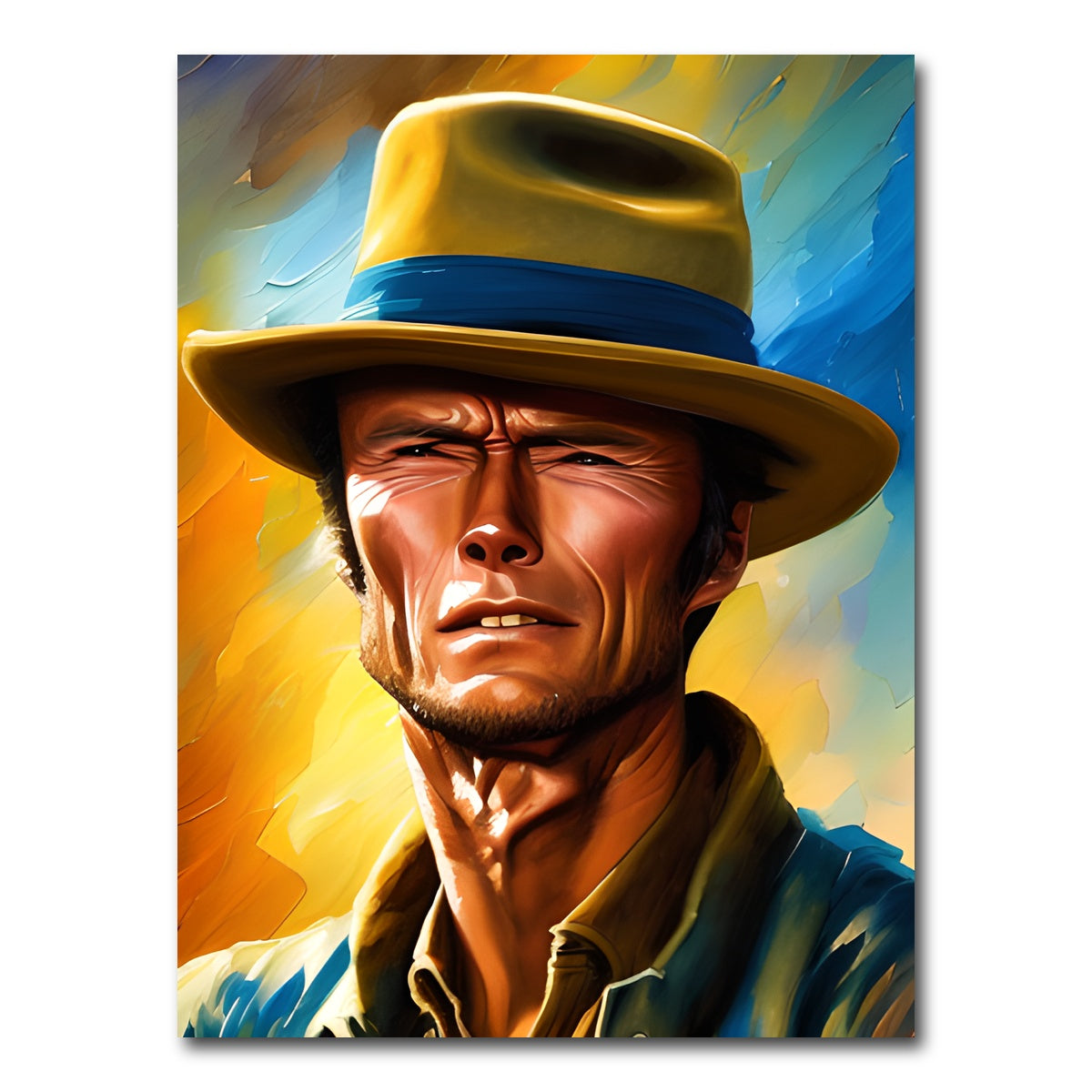 AUTO-MOCKUP WHITE | Clint Eastwood Painting | 1 Piece | Gallery Wrap Canvas | group=3x4