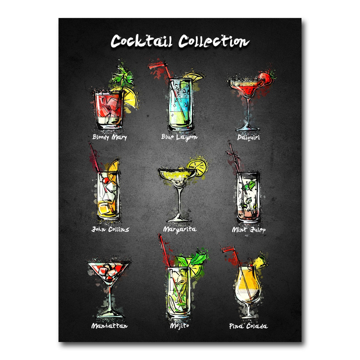 AUTO-MOCKUP WHITE | Cocktail Menu | 1 Piece | Gallery Wrap Canvas | group=3x4