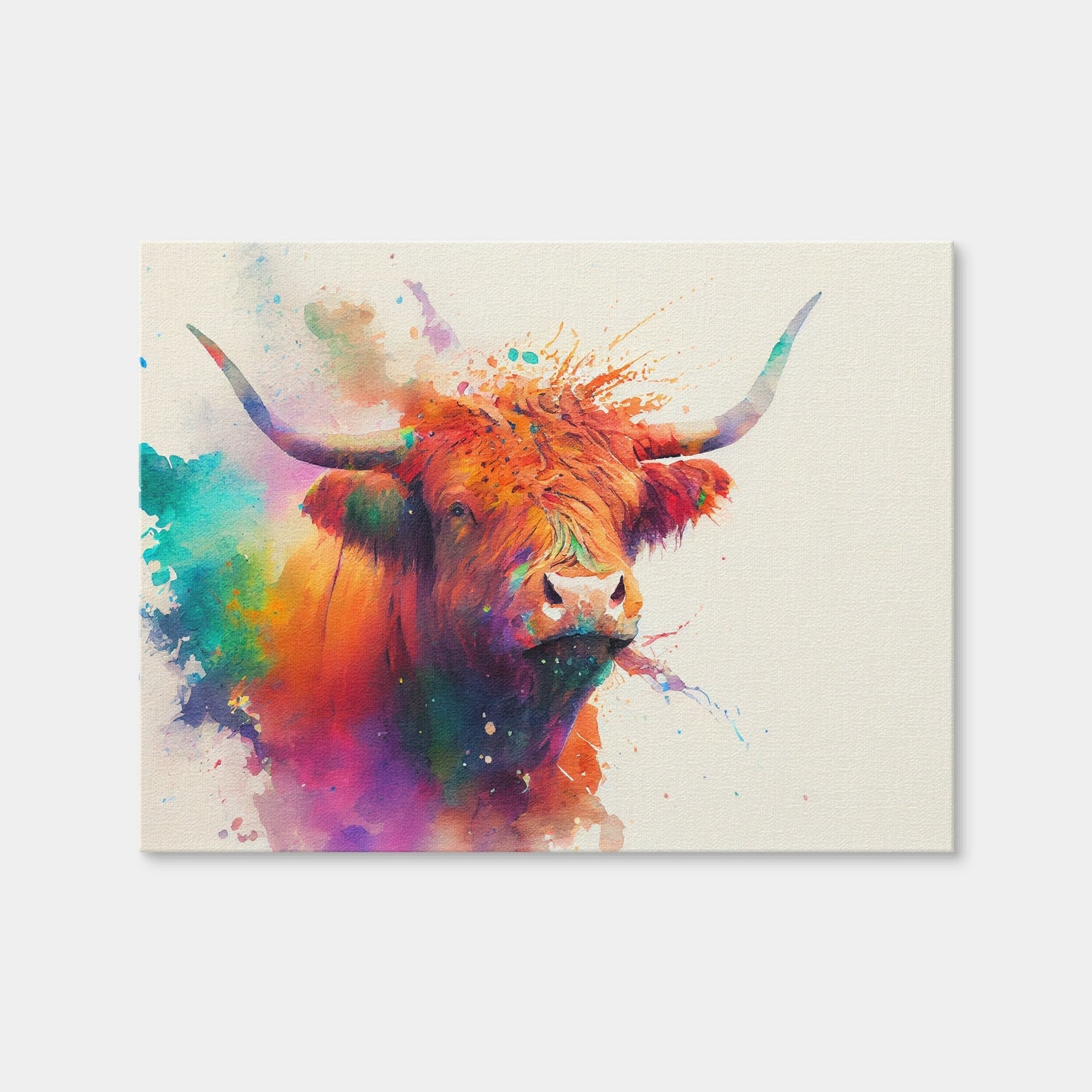 AUTO-MOCKUP WHITE | Colorful Highland Cow | 1 Piece | Gallery Wrap Canvas | group=4x3