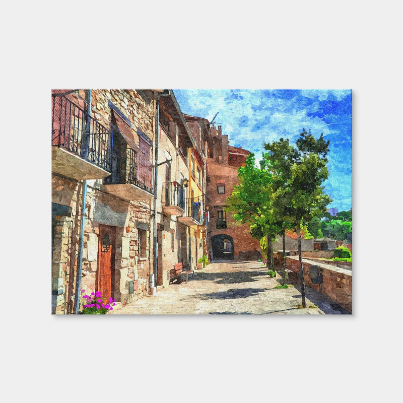 AUTO-MOCKUP WHITE | Colorful Village Street | 1 Piece | Gallery Wrap Canvas | group=4x3