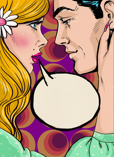 Comic first kiss Wall Art