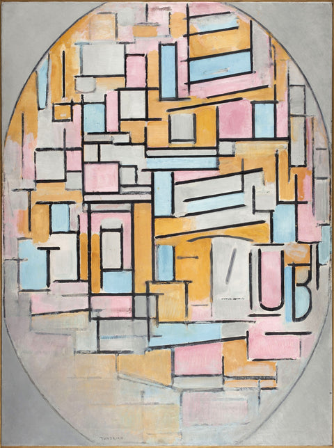 Compositie in ovaal met kleurvlakken Wall Art