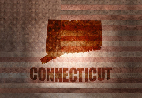 Connecticut map on American Flag Wall Art