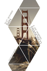 Coordinates SAN FRANCISCO Golden Gate Bridge Wall Art