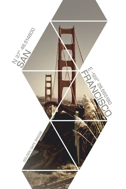 Coordinates SAN FRANCISCO Golden Gate Bridge Wall Art