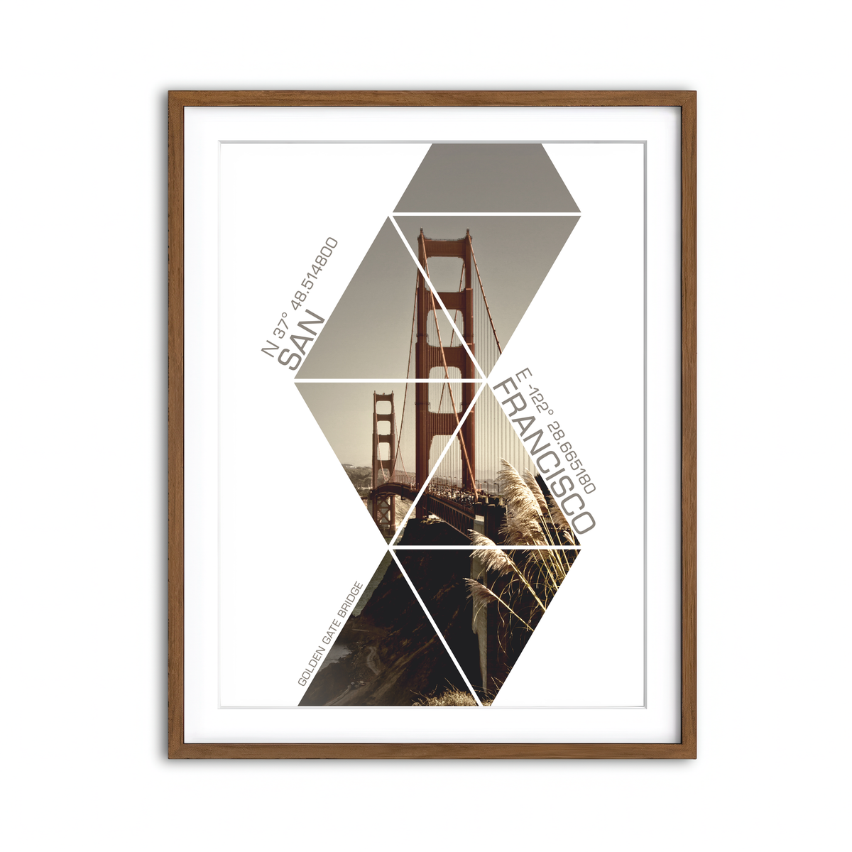 Coordinates San Francisco Golden Gate Bridge Wall Art